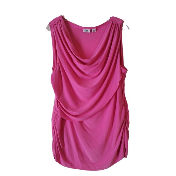 Cato Women's Shirt 18/20 W Barbie Pink Layered Sleeveless Stretch Tunic - Picture 1 of 12